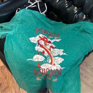 Mulan Disney Graphic Tee with Red Dragon Design